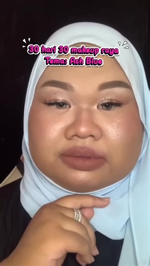 30 hari 30 makeup raya 14/30 Tema: Ash Blue #makeup #fyp #makeuptutorial #xzyabc