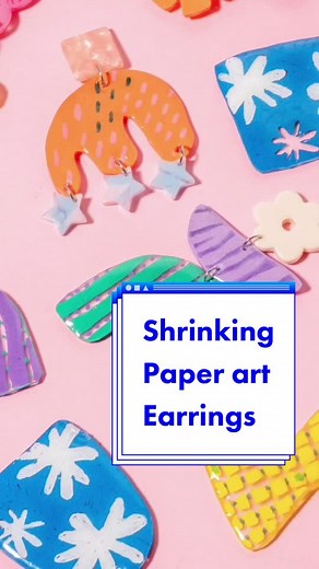 Making shrinkable paper earrings🌷#shrinkydink #foryou #fyp #handmadejewelry #smallbiz #handmadeearrings #artoftiktok #diykit