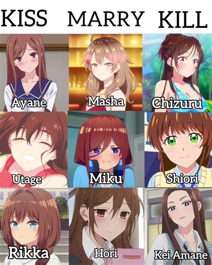 choose from each row😋😄 #edit #anime #choose #waifus