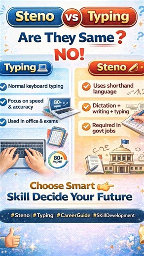 Steno and Typing Same or Different #steno #typing #arjunaacademy #defferent #education