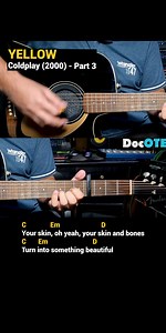 Yellow - Coldplay (2000) Easy Guitar Chords Tutorial with Lyrics Part 3 SHORTS REELS 🎸🎸🎸 #DocOTEPStudio #DocOtepGuitarTutorial | Doc OTEP Studio