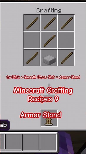 Minecraft Crafting Recipes 9: Armor Stand