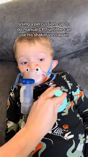 Hope against cancer on Instagram: "John needs 20 minutes of #CPT twice a day to manage his #cysticfibrosis. Since he recently had surgery, he can’t use his shaker vest so we are using a #percussion cup to give him manual CPT. #CF #lungs"