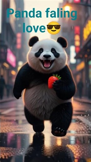 🐼 Cute Panda Running With Big Strawberry 🍓 | Funny Animal Shorts | Panda Comedy Vibe 😂 #shorts