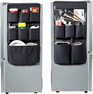 Dorm and office Double Over the Fridge Caddy Organizer -Fridge Caddy Organizer - College Dorm Room Essentials for College Students Boys, Girls - 12 Pockets Flatware Organizers and Storage