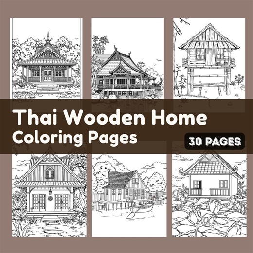 Printable Thai Wooden House Coloring Book, 30 Pages, Instant PDF Download - Etsy