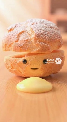 【3秒クッキング】シュークリームの中身が…こうなる🧁😲 / AI Cream Puff