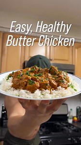 Creamy Butter Chicken that’s PACKED with flavour, lower in calories and higher in protein. My simple way in 25 minutes!👇🏼 - Chicken: • 2 chicken breast, cubed (approx. 300g total) • 1 tsp olive oil • 1/2 tsp salt, pepper, garlic powder, ginger, paprika, chili powder, and turmeric • 1 tsp garam masala • squeeze of half a lemon - Butter Chicken Sauce: • 1 tsp butter (or light butter / oil) • 1 medium onion, sliced • 3 cloves garlic • 1 tsp minced ginger • 1 cup canned tomatoes (I go salt free) •
