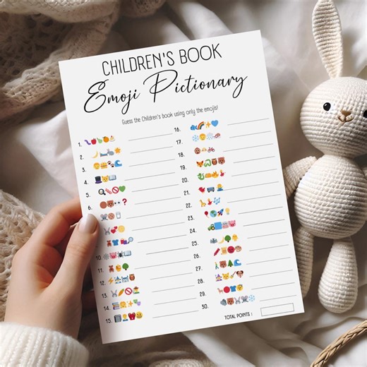 Children's Book Emoji Pictionary Game, Baby Shower Emoji Fun, Printable Activity, Instant Download for Parties - Etsy