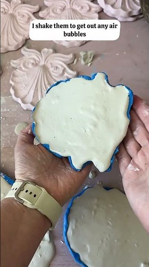 Mixing plaster of Paris to put in the molds to make appliqués for my plaster ceiling!