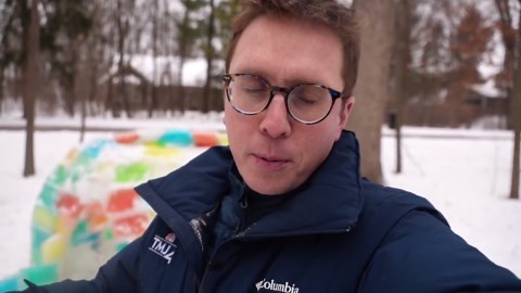 Pewaukee family builds a rainbow igloo in their front yard