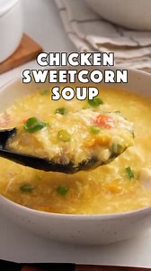 Easy, delicious chicken and sweetcorn soup recipe. Ingredients for 4 servings 100 g chicken 4 cup chicken stock/broth, about 1 litre ½ cup sweetcorn, about 60 g ½ cup mashed sweetcorn, about 60 g 1 carrot 1-2 tsp minced garlic 1-2 eggs 2 tbsp Cornstarch 4 tbsp water 1 tsp Salt ( or salt to taste ) ¼ tsp white or black pepper 1 tsp Sesame oil | Khin's Kitchen