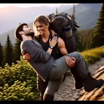 Muscle Girl // She is so strong and muscled. Lifting her weak boyfriend up the hills // cradle carry