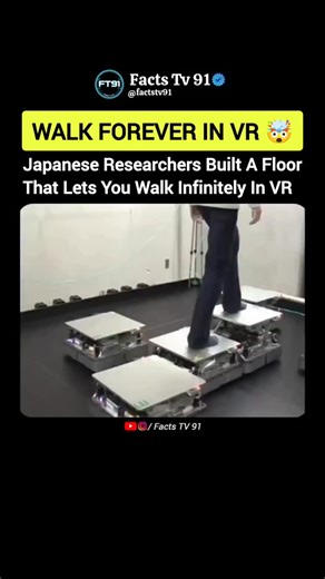 Mr. Raja Kumar on Instagram: "Japanese researchers developed a special modular floor that moves under your feet, allowing you to walk endlessly in virtual reality without hitting real-world walls. The system tracks each step and shifts panels in real time, keeping the user centered while simulating infinite movement. In this video: • Infinite walking system for VR • Moving floor tile technology • How position is reset without users noticing • Future of immersive virtual reality 👉 Subscribe to F