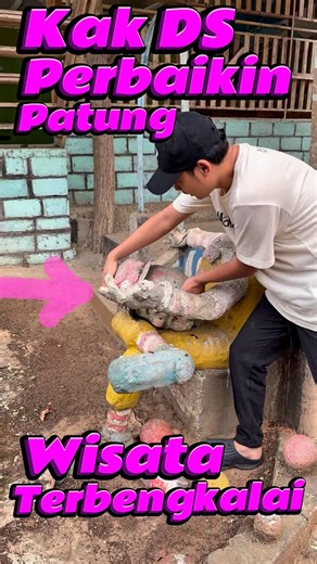 Kak DS perbaikin Patung wisata Terbengkalai #comedy #minivlog #anakdesa #wisata #hutan