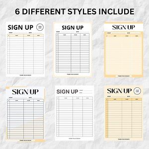 Editable Sign up Sheet Template: 6 Styles (digital Download) - Etsy Canada