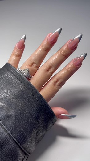 Silver Metallic French Nails Tutorial | Gel X Nail Art Inspiration