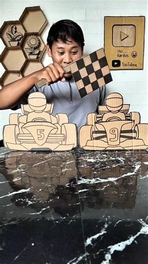 The cardboard racing car was going really fast, but Ai #funnycardboard #funnycardboard