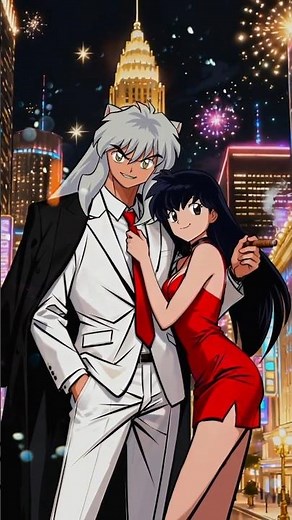🌌 随便画画之《犬夜叉与戈薇：霓虹下的战国余响》 ✍️ | Inuyasha & Kagome — Neon-Era Echoes 🎨