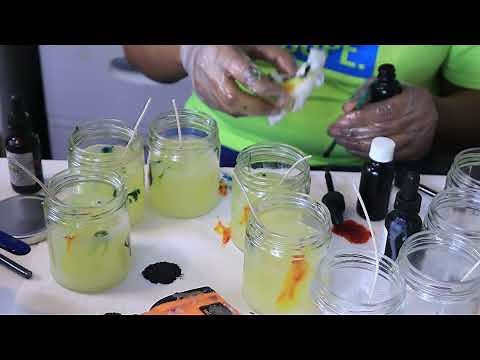 HOW TO MARBLE COLOR YOUR CANDLES Candles #candlemakingforbeginners