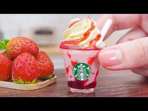 How to make Miniature Starbuck Strawberry Frappuccino Recipe | ASMR Satisfying Cooking Mini Food