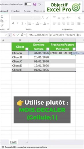 Excel : Calcul échéance mensuelle avec MOIS.DECALER ! #excel #objectifexcelpro #datesexcel