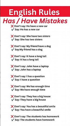 Stop Confusing HAS and HAVE! ❌ 10 Common English Mistakes & Grammatical Rules #esl #english
