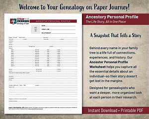 Ancestor Profile Worksheet: Genealogy Family History Organizer (printable PDF) - Etsy Canada