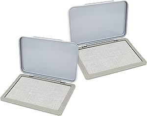 2 Pack Metal Case Stamp Pad Medium Size, Dry - Size: 3" x 4" - Choose from 15 Ink Colors