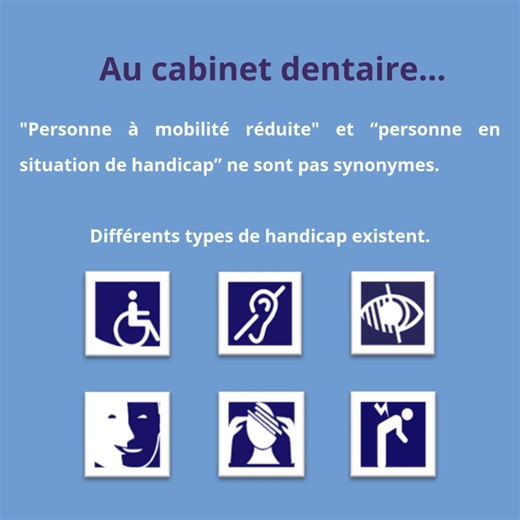 [𝗔𝗰𝗰𝗲𝘀𝘀𝗶𝗯𝗶𝗹𝗶𝘁𝗲𝘀 𝗱𝘂 𝗰𝗮𝗯𝗶𝗻𝗲𝘁 𝗱𝗲𝗻𝘁𝗮𝗶𝗿𝗲 – 𝗢𝘂𝘁𝗶𝗹𝘀 𝗽𝗿𝗮𝘁𝗶𝗾𝘂𝗲𝘀] Zoom sur la fiche n°1 « Les différents types de handicap » - Guide Handicaps au Cabinet Dentaire Sensoriels, mental, cognitif, psychique… La plupart des handicaps sont invisibles ! Pourtant, il faut aussi en tenir compte au cabinet dentaire. Chirurgiens-dentistes : apprenez-en plus sur les différents types de handicap… RDV sur : https://www.urps-chirurgiensdentistes-na.fr/guide-handicaps-au-cabi
