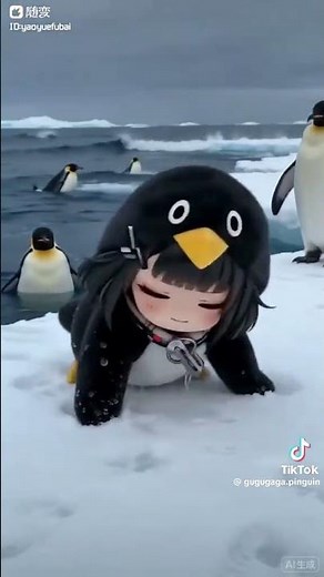 구구 가가는 펭귄들과 함께 있어요.