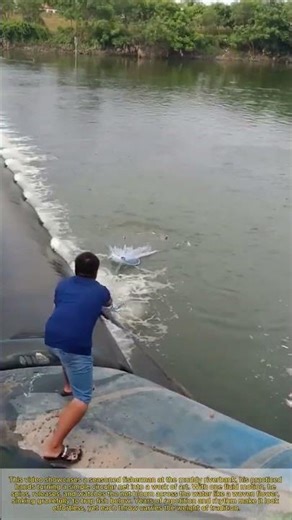 Satisfying Fishnet Casting: Traditional Fishing Skill for Perfect Net Throw in Muddy Water