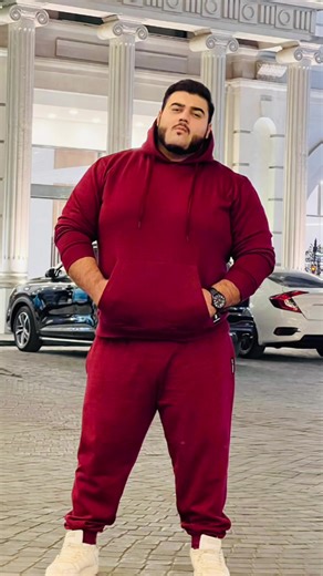 Stylish Red Tracksuit Fashion Showcase