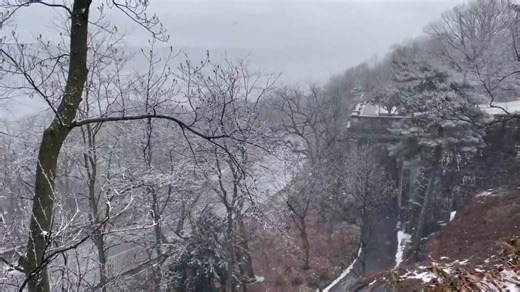 Continued snowfall over at Fort Tryon Park in Washington Heights, New York, USA