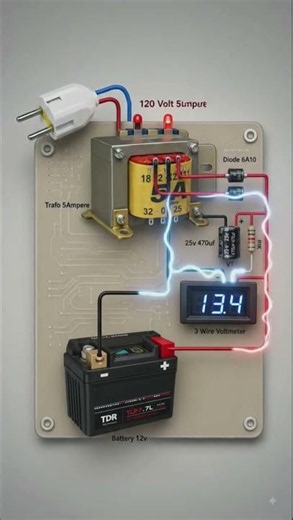12V Battery Charger Circuit Diagram | Transformer Based Battery Charger | 12V Charging Circuit#short