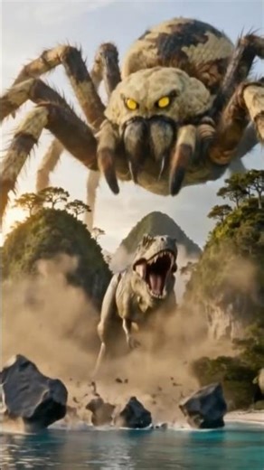 Terrifying Giant Spider vs Roaring T-Rex | Intense Horror Action Scene #giantspider #trex