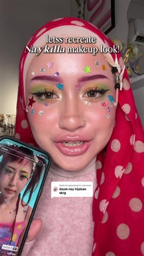 Replying to @agnesantya UP UPPPP we love colorful fun makeup 🤸🏻✨💗🔫👾💋🐹 #naykillamakeup #makeuptutorial
