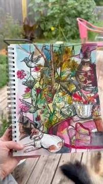 Backyard Art Process | Collage Style Drawing from Real Life