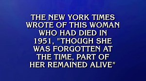 Our fight to bring Henrietta Lacks' family justice continues to gain attention — even as the final answer in Jeopardy’s Tournament of Champions! The category was "American Women" and all three contestants CORRECTLY identified Ms. Lacks as the answer to the question, "The New York Times wrote of this woman who had died in 1951, 'though she was forgotten at the time, part of her remained alive.'” ✊🏿 🎥: Jeopardy! | Ben Crump