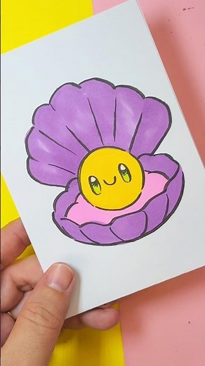 How to draw a kawaii clam step by step