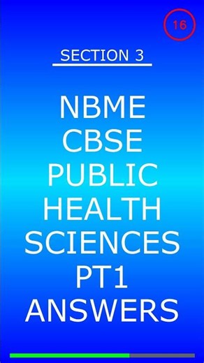 Nbme Cbse Public Health Sciences Pt1 Answers Video