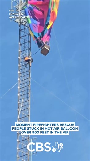 On Saturday morning, Longview firefighters rescued two people stuck in a hot air balloon over 900 feet in the air. See the moment they were taken out of the basket and listen to how the operation was completed: https://www.cbs19.tv/video/local/caught-on-camera-firefighters-rescue-people-stuck-in-hot-air-balloon/501-ACAC418A-5F82-4420-95D9-9FD891E962F5?utm_medium=social&utm_source=facebook_KYTX_CBS19 | KYTX CBS19