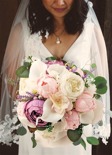 Reserved - Custom Order - Wedding Bouquets Lavender Blush Pink Bridesmaids Flower Girl Halos Corsages Boutonnieres - Etsy