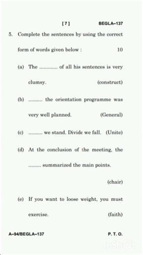 begla 137 language through literature June 2025 question paper 📃 #shortvideo #exam #ignou #question