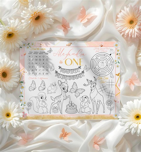 Bambi Birthday Coloring Page: Woodland Printable Coloring Sheets in Canva (digital Download) – BMB01 - Etsy