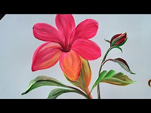 Cómo pintar una flor roja con pintura acrílica Tutorial fácil para aprender