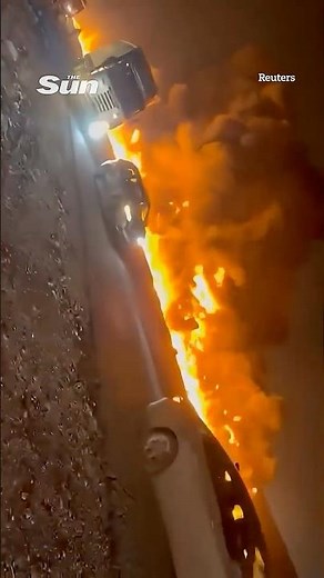 Oil tanker bursts into fireball after overturning, leaving 6 injured #fire #iraq