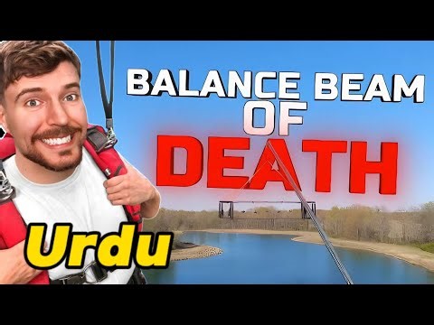I Survived The Balance Beam Challenge for $10,000 | MrBeast in Urdu & Hindi Dubbed