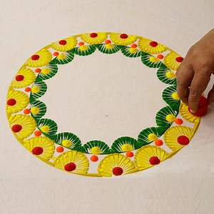 3.9M views · 47K reactions | Simple and Easy Rangoli Design using Box Lids I used Box Lids to give Inner Curve shape for Rangoli, Given Details used easily avilable things like Paint Brush , Glue Bottle, and colour powder. #rangoli #Simplerangoli #rangolibyjayanthig #satisfyingvideo #satisfying #relaxingvideo #relaxing #Hobbyideas #Easyrangoli #jayanthig | Simple Rangoli | Facebook