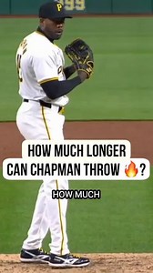 Aroldis Chapman was just awarded AL Reliever of the Year. 🏆⁠ ⁠ Chapman finished the year with a 1.17 ERA and averaged 99.4 mph on his sinker this season as a 37-year-old. 👀⁠ ⛽️⁠ ⁠ So how old will he be, and how hard will he likely be throwing when he finally retires?⁠ 🤔⁠ ⁠ By extrapolating available data, we propose that he will still be sitting 96-97 , touching 102 or 103 mph at 41 years old. This gives him potentially another 5 years of being competitive, so long as he's able to stay relati